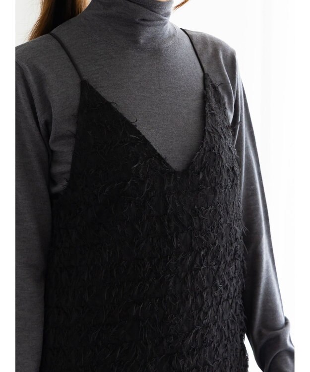 Te chichi カットジャガードキャミワンピース ブラック