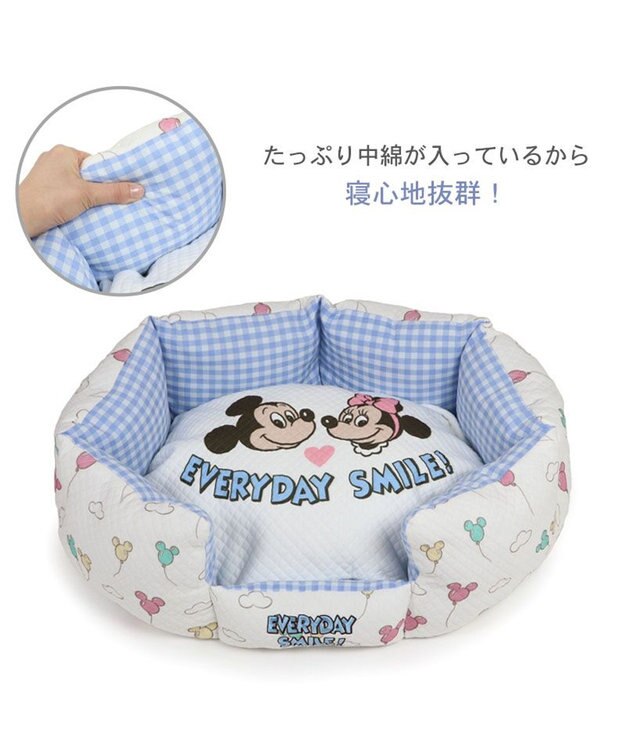 PET PARADISE ディズニー ミッキーマウス カドラー 《風船柄》  Ｍ 64×48cm ホワイト×ブルー