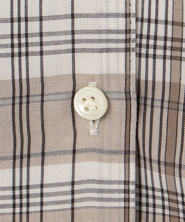 J.PRESS LADIES 【洗える】キュプラチェック フリルスタンドカラー ブラウス ベージュ系3