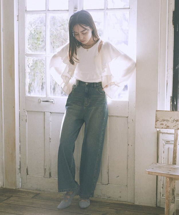 earth music&ecology アメスリテレコタンクトップ Ivory