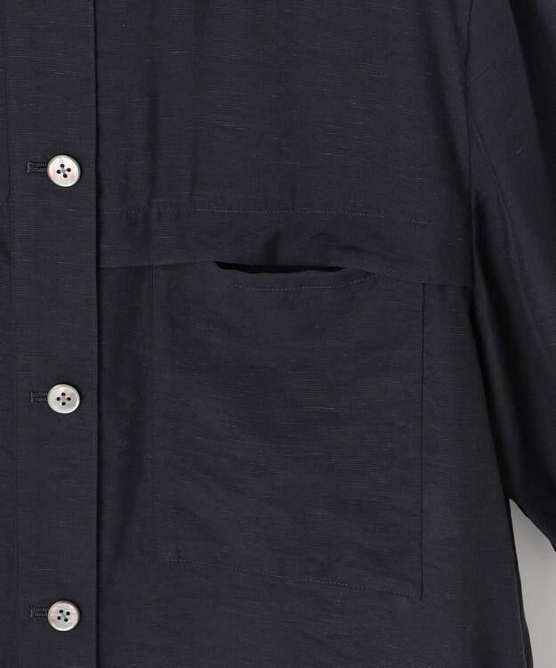 J.PRESS LADIES 【洗える】Sheer Vis リネン ノーカラー ブルゾン ネイビー系