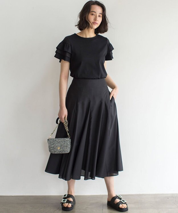 組曲 コットンポンチシア－スリーブ ブラウス ブラック系