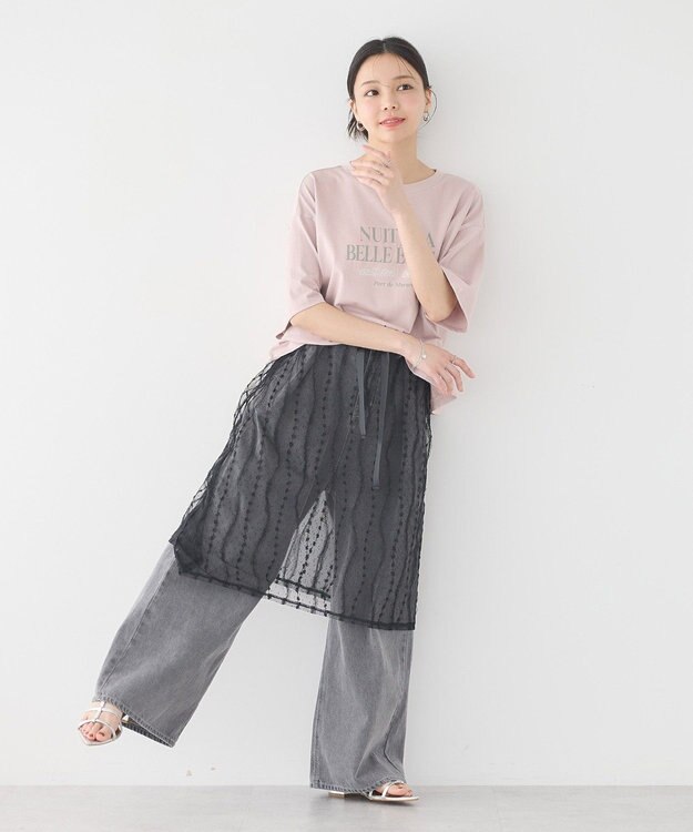 earth music&ecology 【接触冷感/洗濯機可】ＮＵＩＴＡ　ＬＡ　ＢＥＬＬＥ　ＥＴＯＩＬＥショートＴ Pink Beige