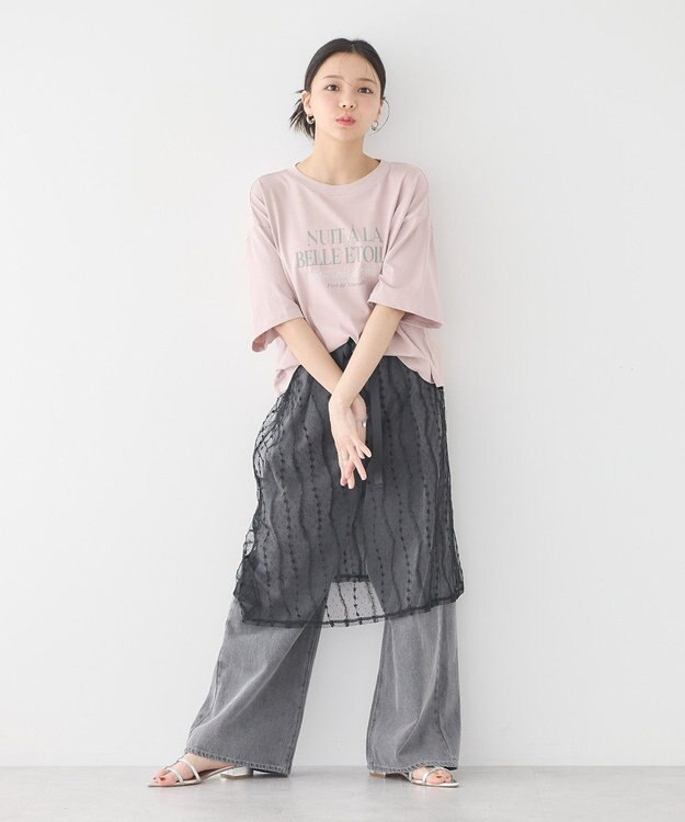 earth music&ecology 【接触冷感/洗濯機可】ＮＵＩＴＡ　ＬＡ　ＢＥＬＬＥ　ＥＴＯＩＬＥショートＴ Pink Beige