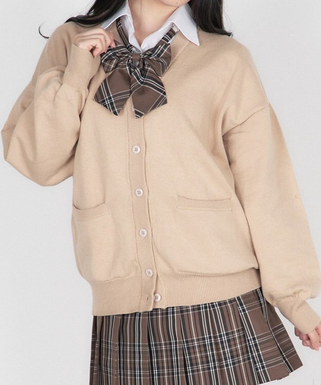 WEGO 【SCHOOL ITEM】ハイゲージスクールカーディガン ベージュ