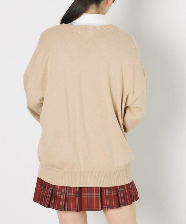 WEGO 【SCHOOL ITEM】ハイゲージスクールカーディガン ベージュ