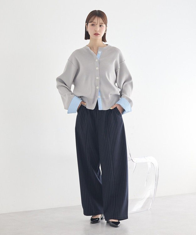 earth music&ecology フェイクレイヤードカーディガン Light Gray