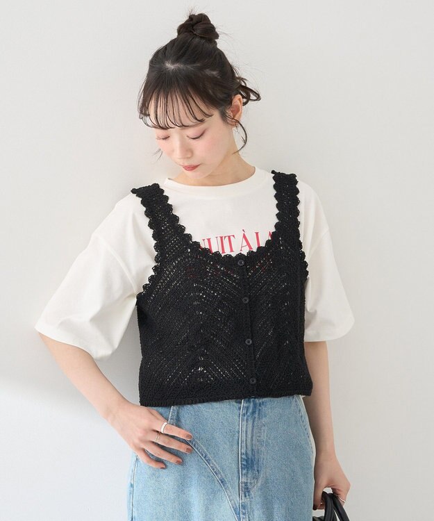 earth music&ecology 【接触冷感/洗濯機可】ＮＵＩＴＡ　ＬＡ　ＢＥＬＬＥ　ＥＴＯＩＬＥショートＴ Off White