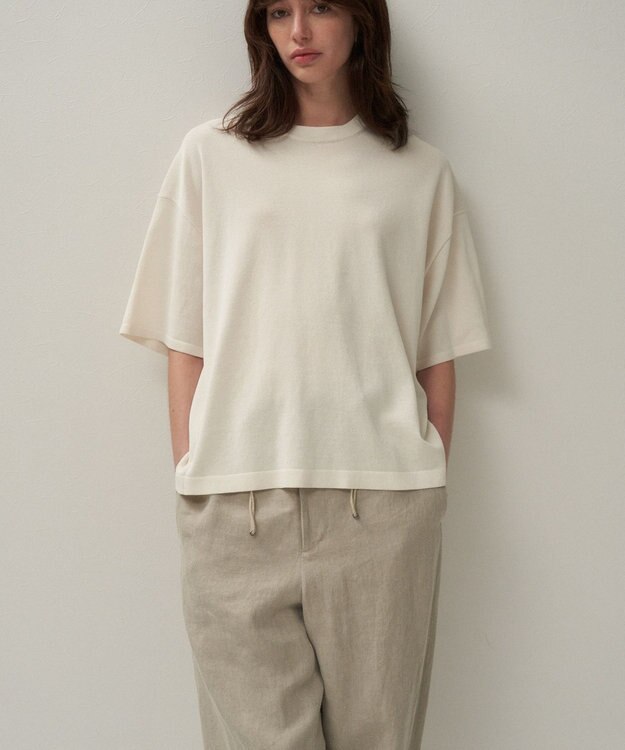 ATON WASHI KNIT | クルーネックセーター WARM WHITE