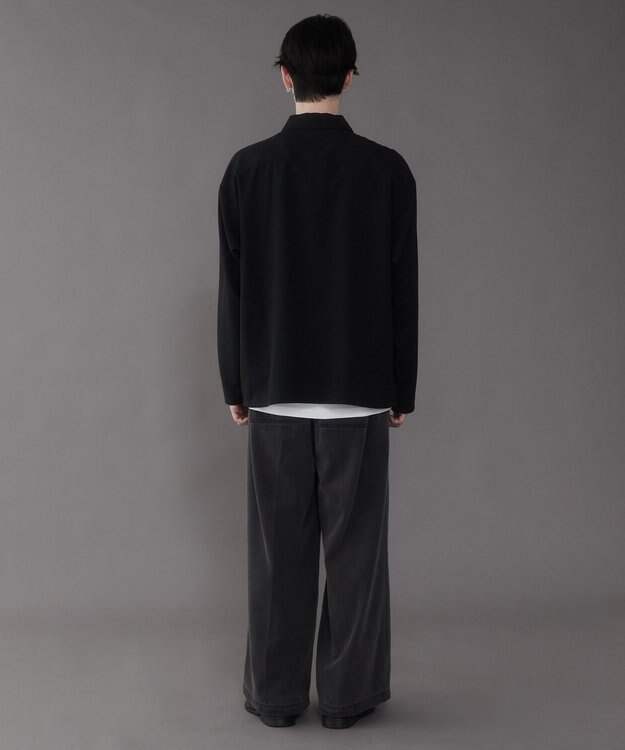 WEGO 【軽量/シワにならない】ドライポリハーフZIPシャツ（LS） ブラック