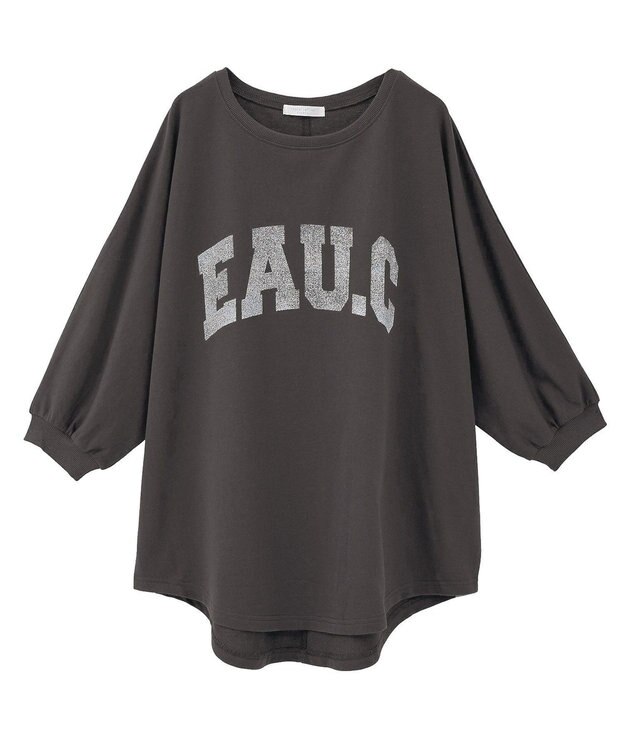 Green Parks ７分袖ミニ裏毛ドルマンロゴプルオーバー Charcoal Gray