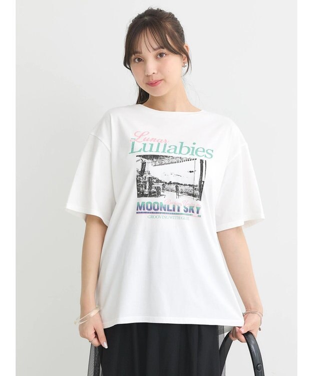 earth music&ecology ツアープリントＴシャツ Off White