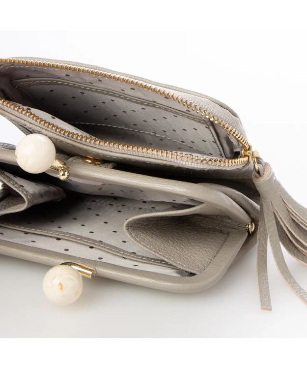 UNBILLION 【テレビ ドラマ着用アイテム】perche アクリル玉がま口2つ折り財布 グレードット