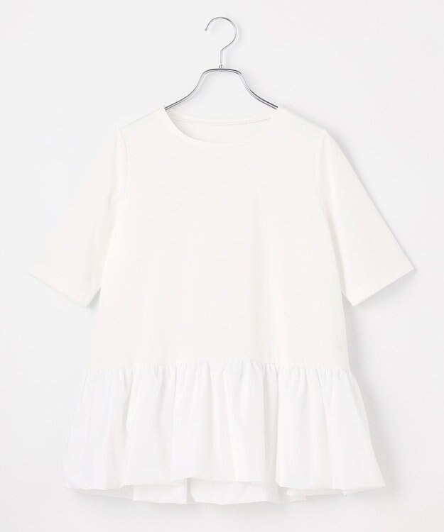 #Newans 【撥水・吸水速乾】コンビネーションペプラムチュニックカットソー ホワイト系