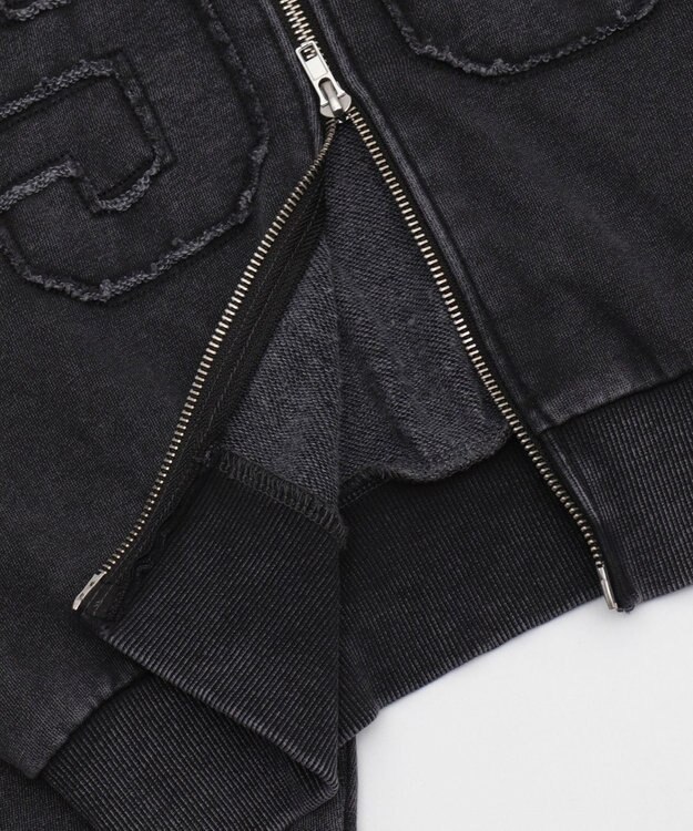 WEGO ファーフードショートZIPパーカー スミクロ