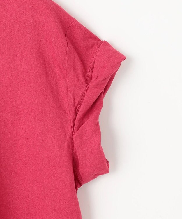 ANY 【手洗い可】ヨーロピアンリネンツイストスリーブブラウス レッド