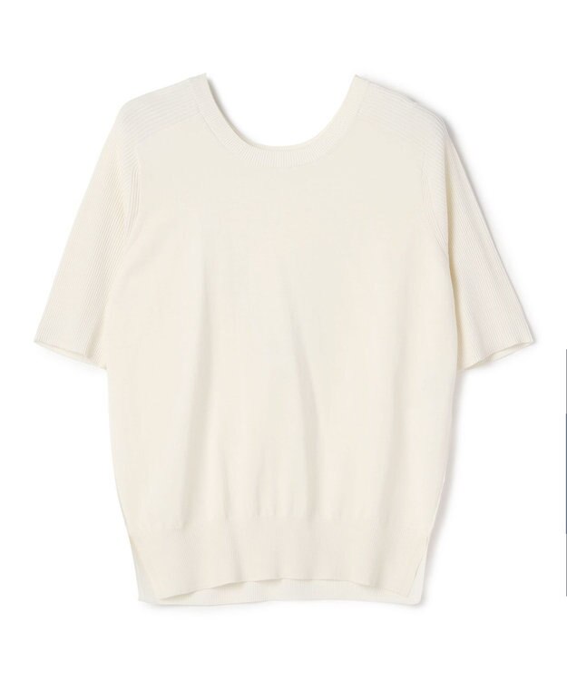 BEIGE， JULIE / コットンシルク 2WAY半袖ニット Ecru