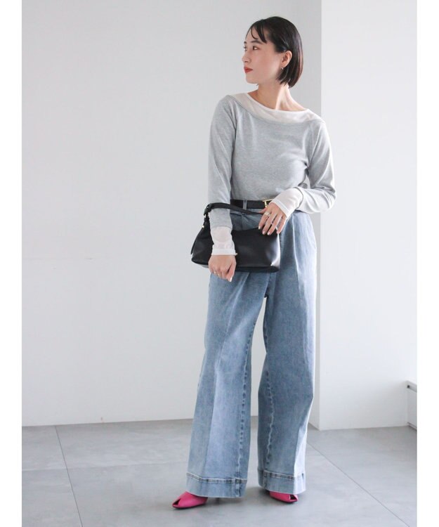 Te chichi レイヤードテレコトップス グレー