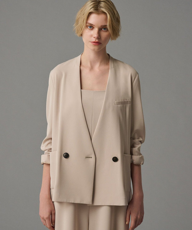 uncrave 【接触冷感・撥水・洗濯機洗い可】クールタッチツイル ジャケット（uncrave STANDARD） ピンクベージュ