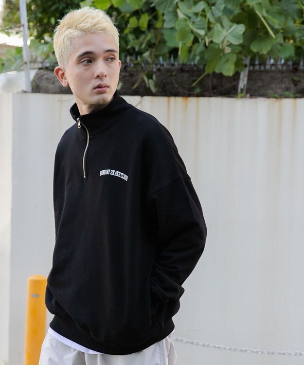 WEGO ヘビーウエイトハーフZIPワンポイントPO ブラック