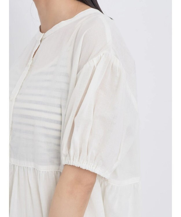 earth music&ecology 綿ローンティアードチュニック Off White