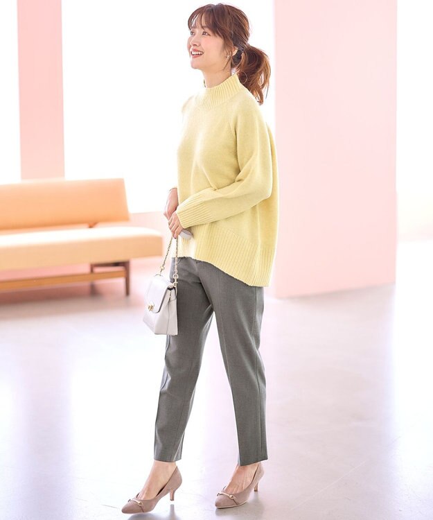 ANY SIS  【大人百花掲載 ヨンアさん着用】ハイネックバックポイント ニット ハニーイエロー