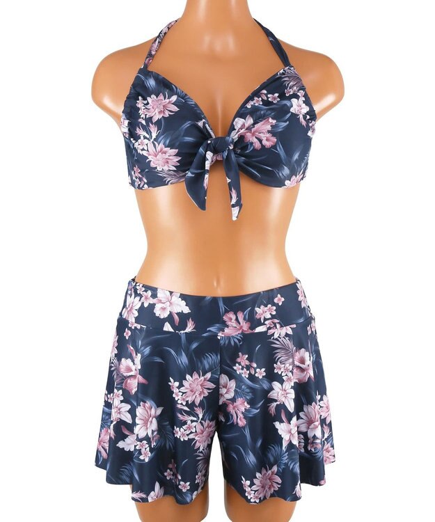 San-ai Resort（三愛水着楽園） 【新色ホワイト＆パープル入荷】４点セット水着　9M・11L【San-ai Resort（サンアイリゾート）】 ネイビー