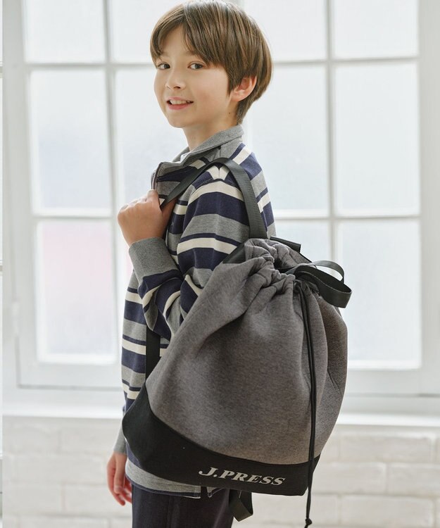 J.PRESS KIDS 【110-130cm】ハーフジップ ボーダー トレーナー グレー系1