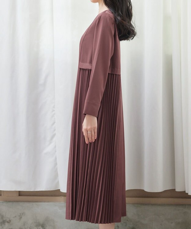 Tiaclasse 【洗える】サイドプリーツワンピース ピンク