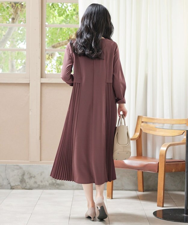 Tiaclasse 【洗える】サイドプリーツワンピース ピンク