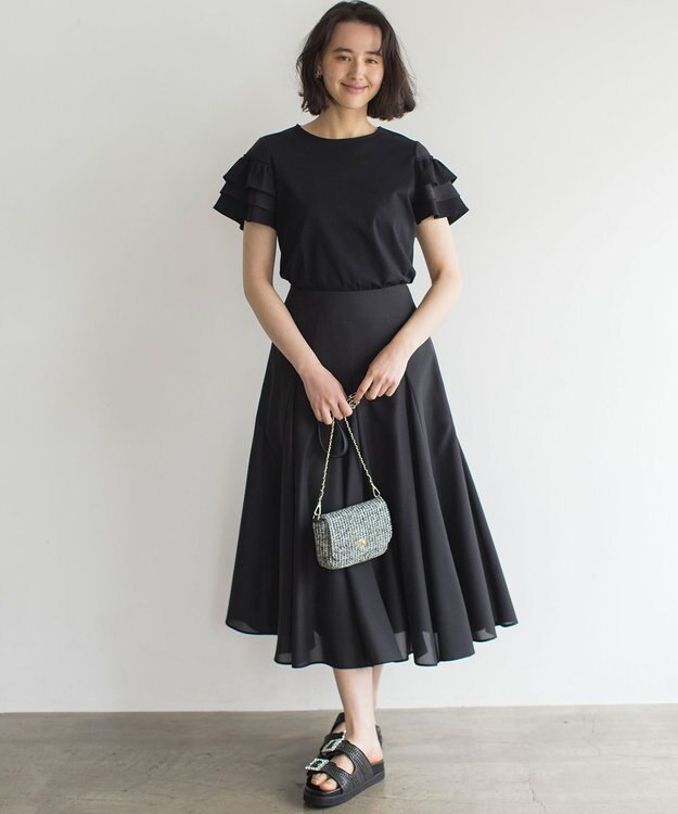 組曲 コットンポンチシア－スリーブ ブラウス ブラック系