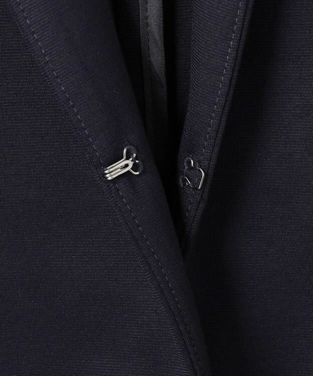 J.PRESS LADIES 【セットアップ対応・洗える・抗菌防臭】T/Cポンチ ノーカラー ジャケット ネイビー系