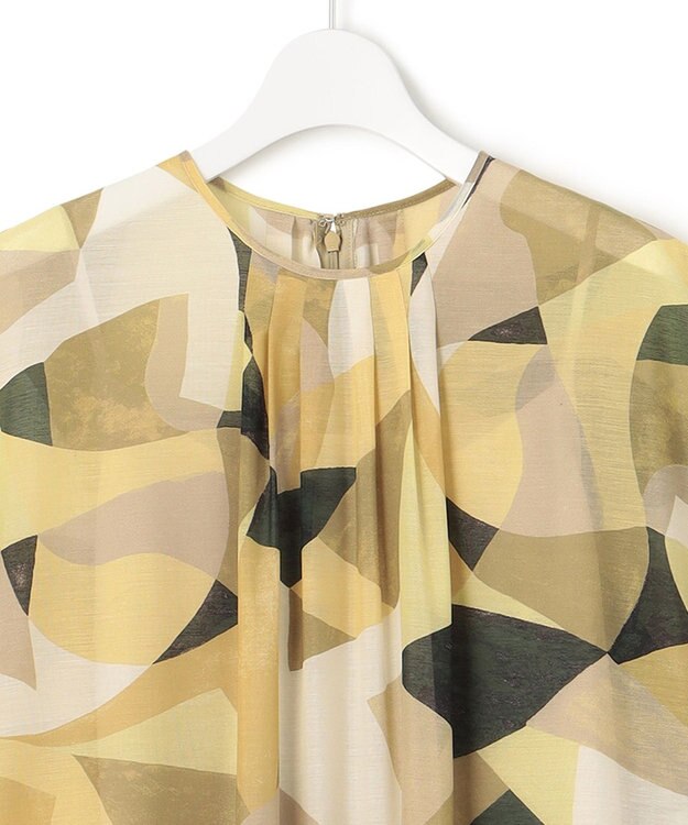 23区 S 【洗える】Pilatプリント タック ワンピース イエロープリント