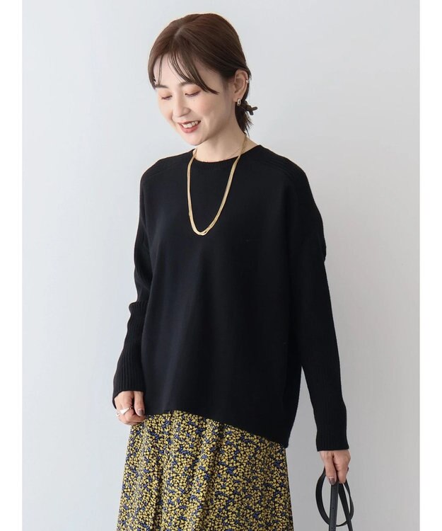 AMERICAN HOLIC バイパチ袖リブラグランニットプルオーバー Black