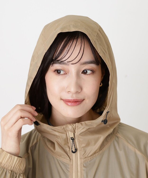 MOONBAT POLO RALPH LAUREN(ポロ ラルフローレン) ポロポニー レインコート ライトウェイト レインポンチョ  無地 フード 収納袋 レディース ベージュ