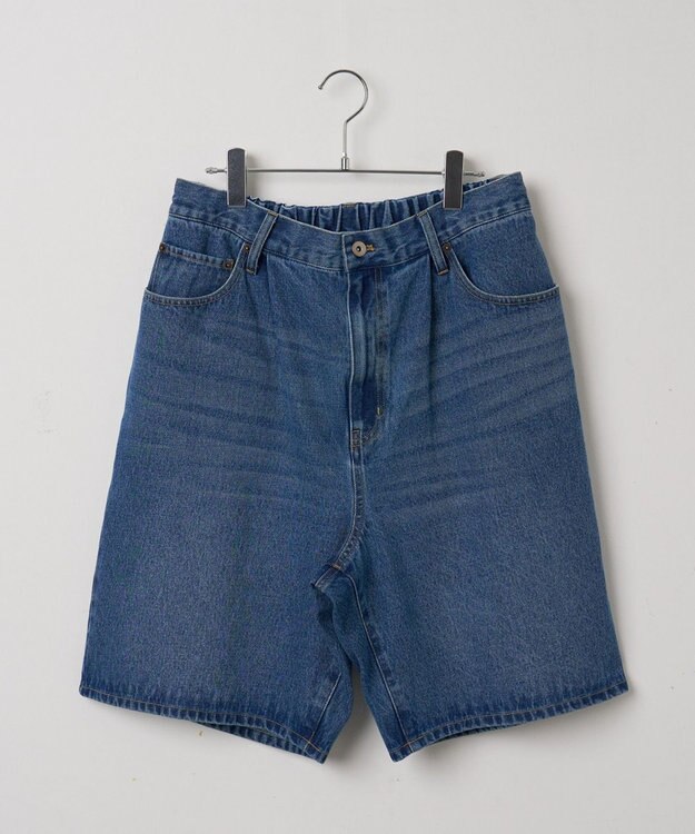 WEGO 【ウエストゴム/手洗い可】デニムバギーショーツ デニム中濃加工色