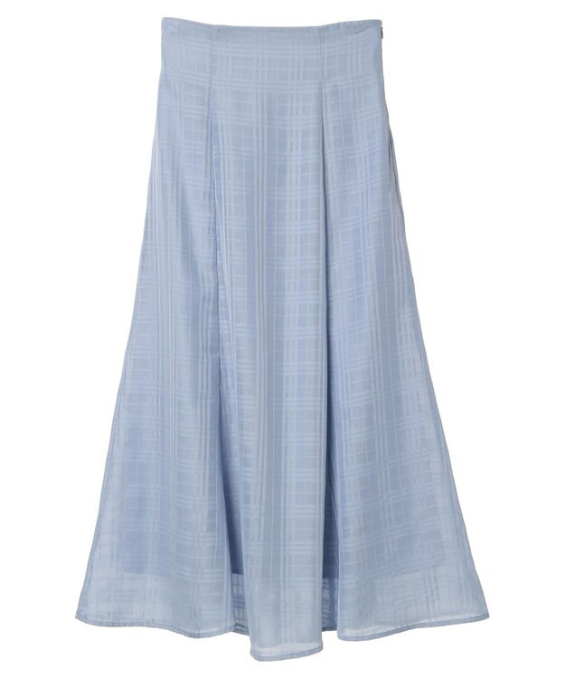 earth music&ecology シアーチェックフレアスカート Sax