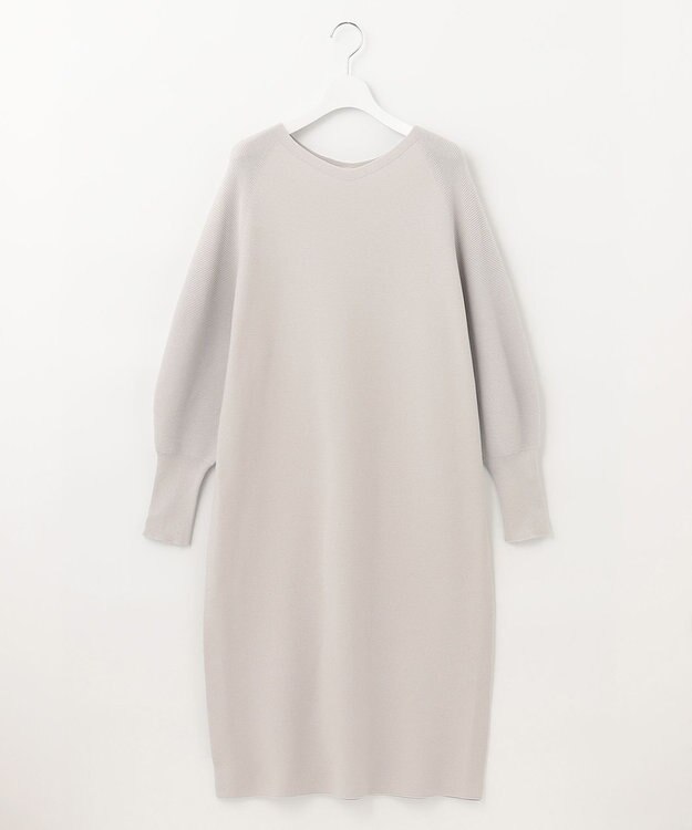 自由区 【洗える】コットンストレッチホールガーメント ニットワンピース ライトグレー系