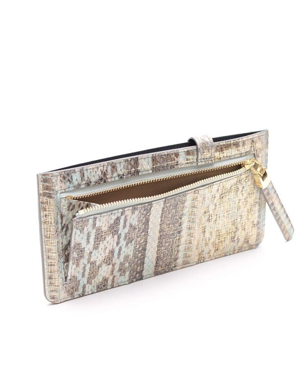 A.D.M.J. 【スワロフスキー×スネークレザー】アールデコスリムウォレット TURQUOISE/GOLD