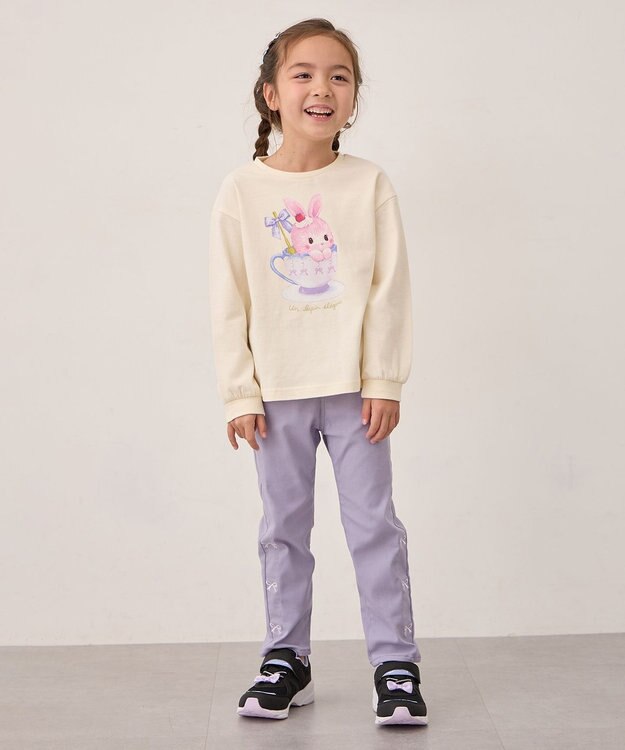 ANY KIDS アニマルモチーフ長袖Tシャツ エクリュ×うさぎ