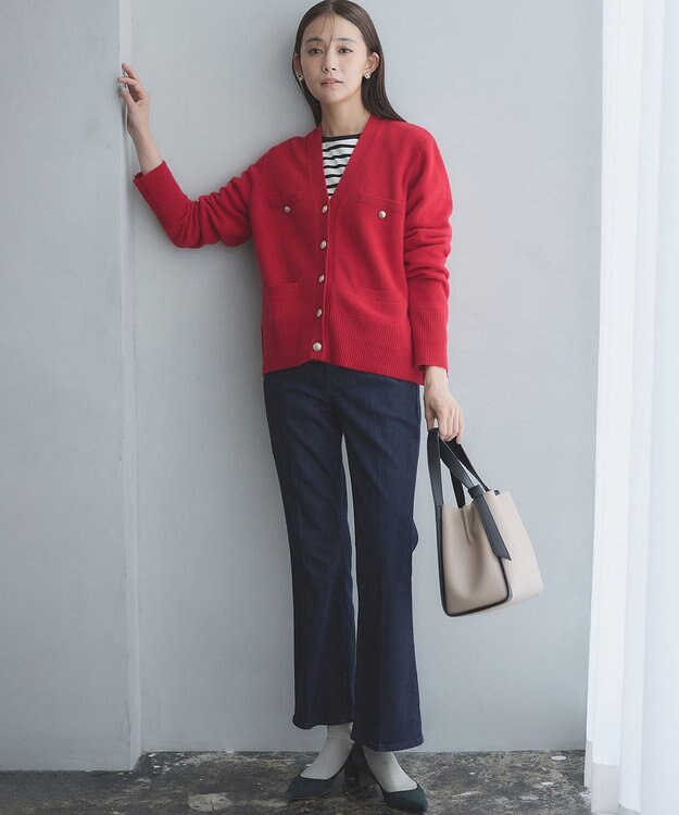 組曲 【WEB限定】ウールカシミヤミックス カーディガン ルビーレッド