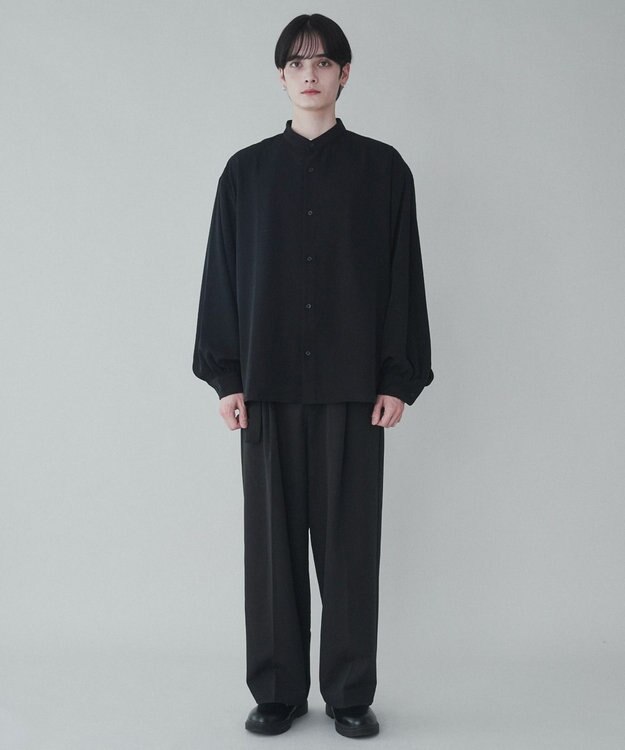 WEGO トロミBIGバンドカラーシャツ ブラック