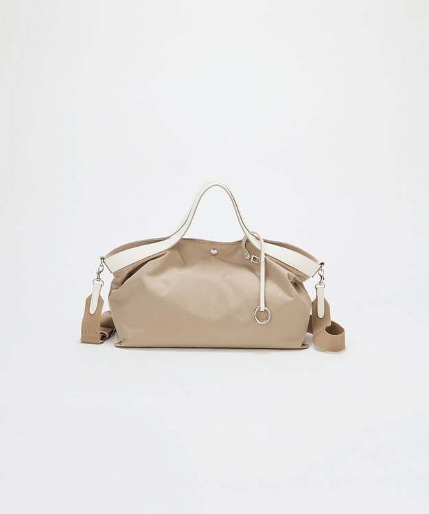 TOPKAPI 【Breath TOPKAPI】MORPH モーフ リンクルナイロン 2way ワイド トートバッグ チャーム付き　軽量 / 撥水 ベージュ