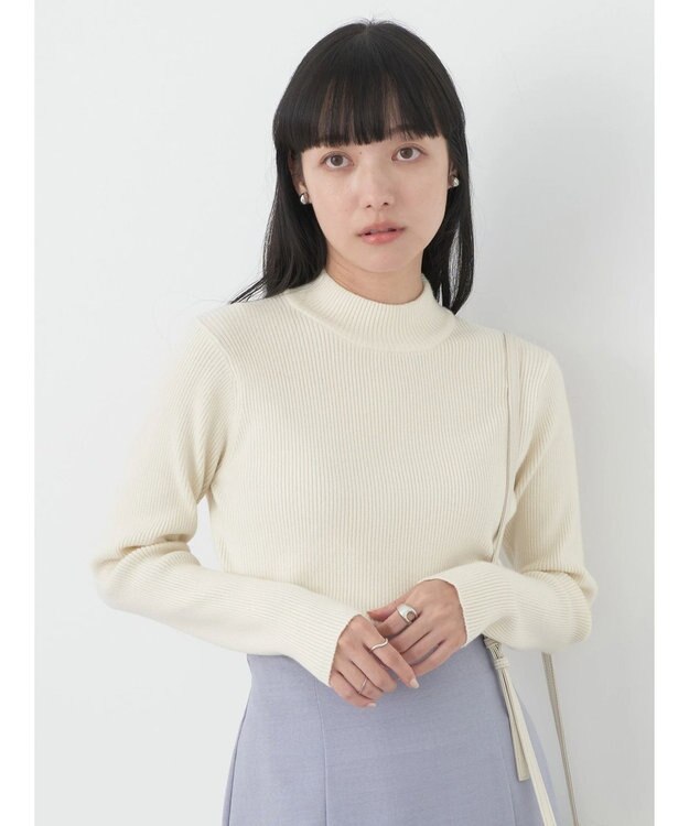 earth music&ecology やわらかタッチハイネックリブプルオーバー Off White
