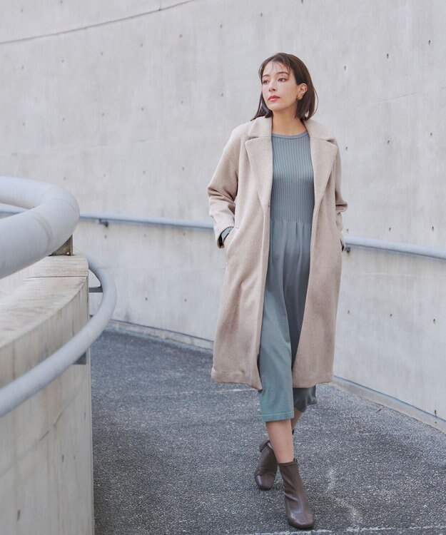 Tiaclasse モッサ風ダブルフェイスチェスターコート ベージュ