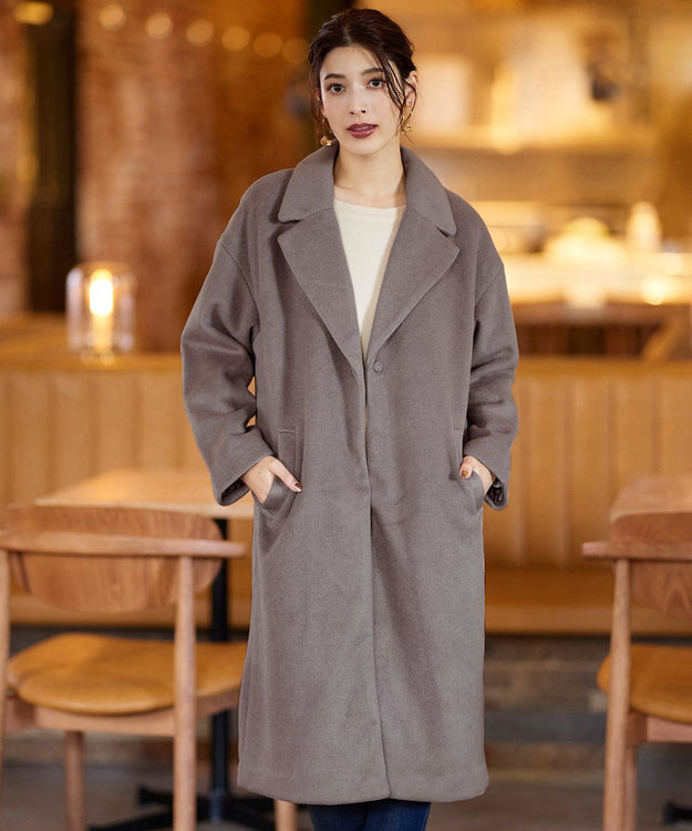 Tiaclasse モッサ風ダブルフェイスチェスターコート モカ