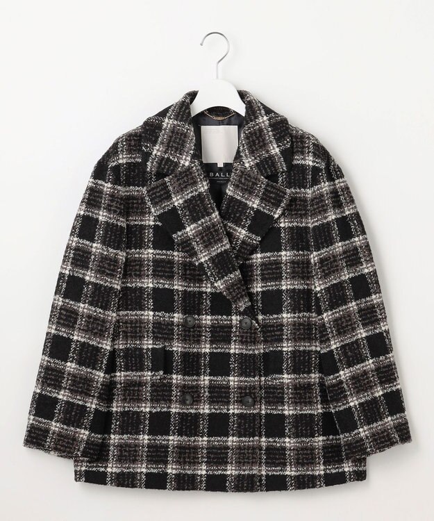 自由区 S BALLIループミルドチェック コート ブラック×モカ