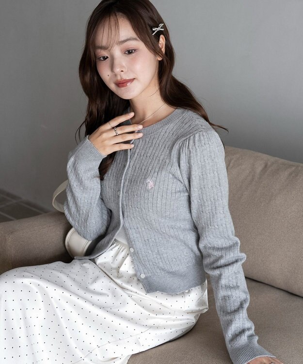 WEGO 【26年春新作】別注USPOLOケーブルニットカーデ グレー