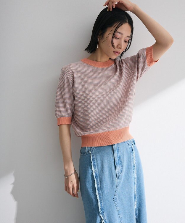 Green Parks ・ｓｗｉｎｇ　ｂｙ　マルチカラージャカードニット Orange