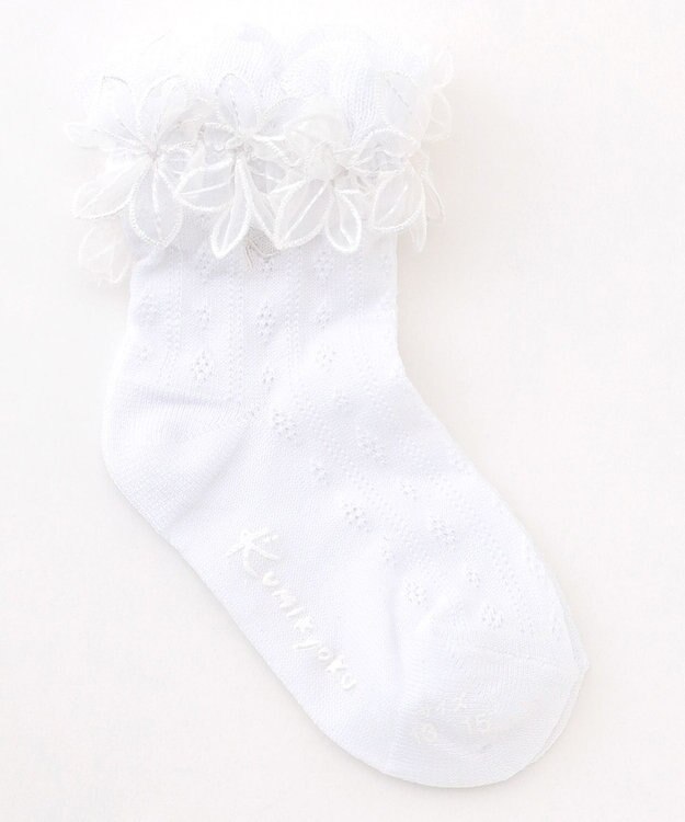 組曲 KIDS 【13-24cm】レース付シルケット ショートソックス オフホワイト系